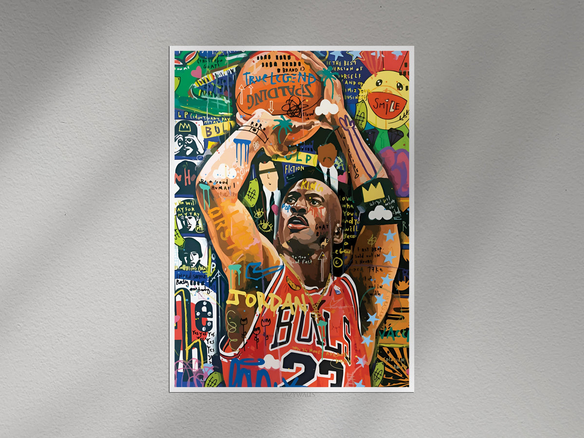 Michael Jordan Graffiti Basketball Poster | NBA Legend Wall Art Lazywalls