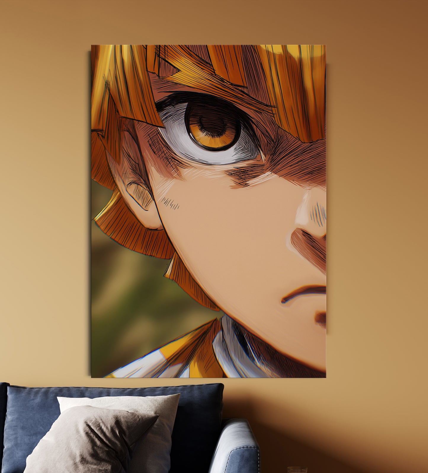 Zenitsu Agatsuma Intense Eye Poster | Demon Slayer Anime Wall Art Lazywalls