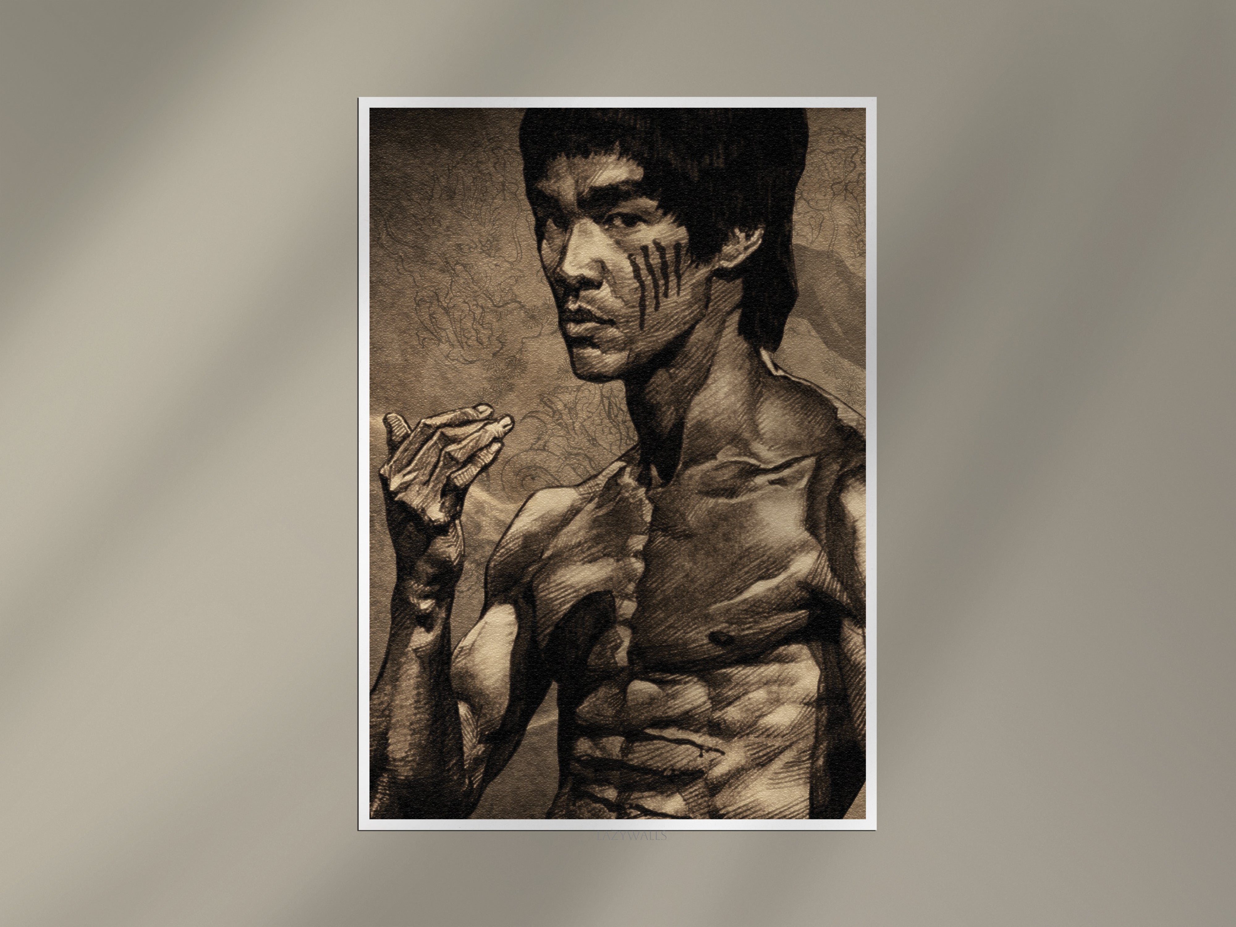 Bruce Lee Vintage Sketch Poster | Martial Arts Wall Art Print Lazywalls