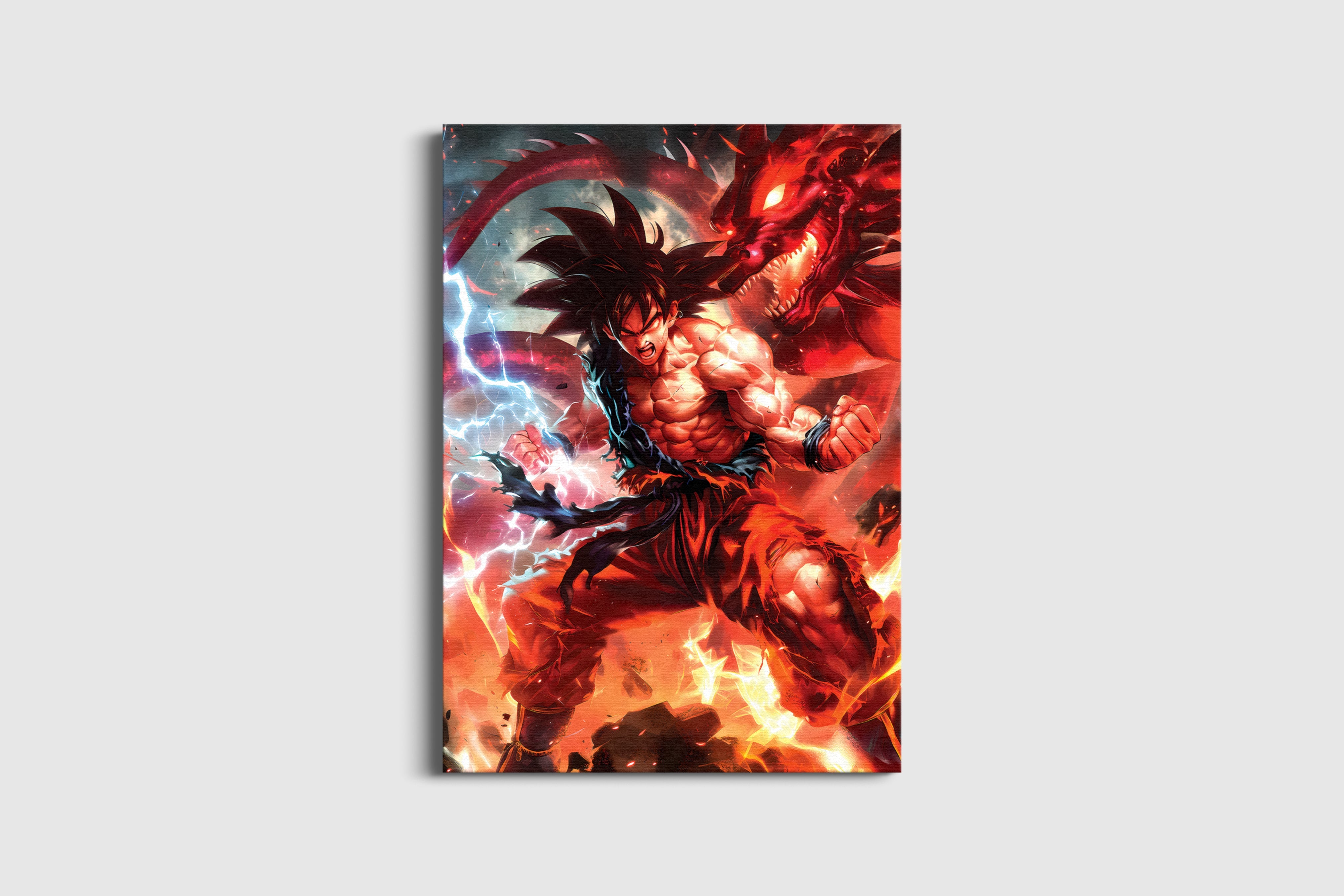 Anime Warrior Dragon Wall Art | Lightning & Fire Poster Lazywalls