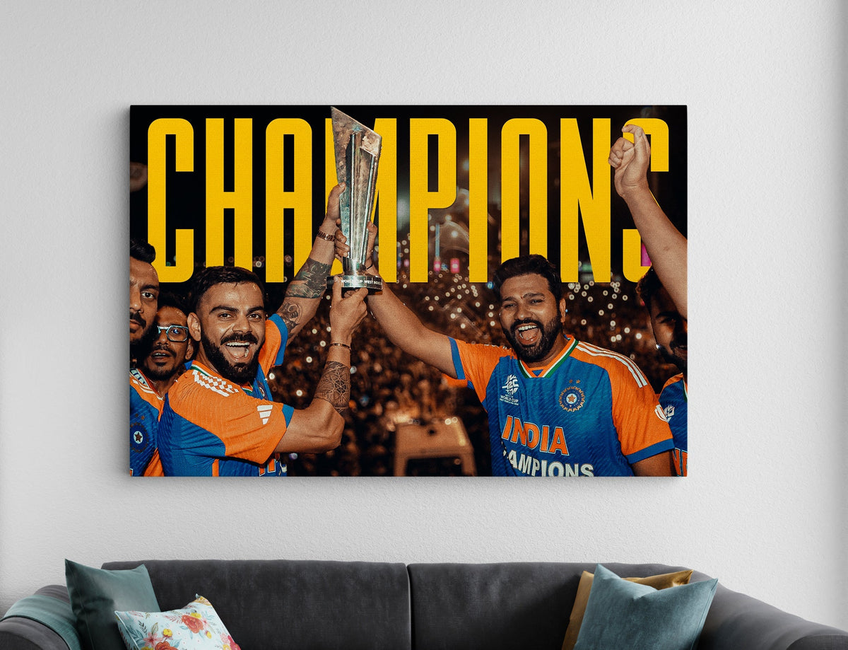 India Champions Cricket Poster | Team Victory Wall Art Lazywalls