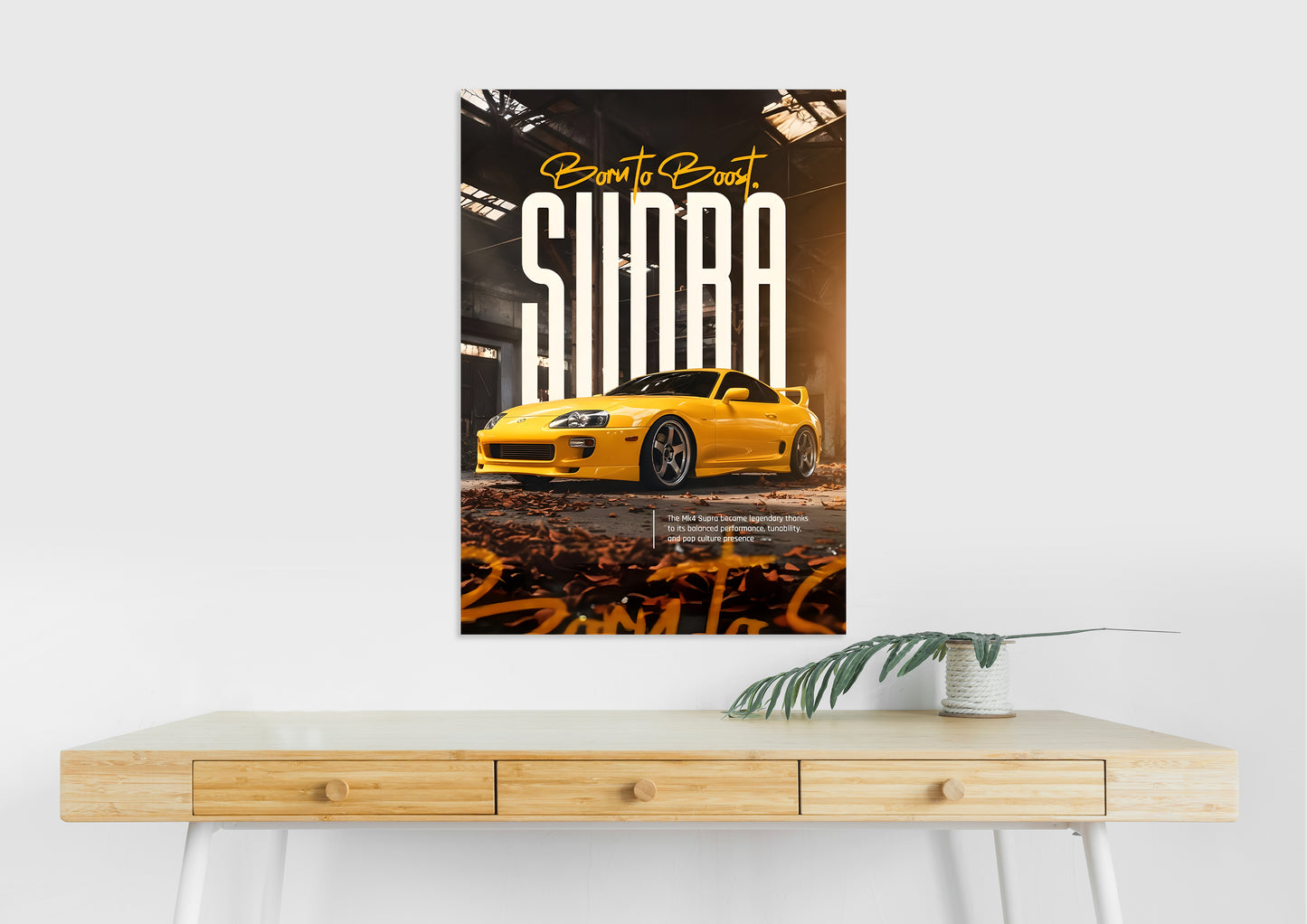 Toyota Supra MK4 Poster | Yellow JDM Car Wall Art | Sports Car Print Lazywalls