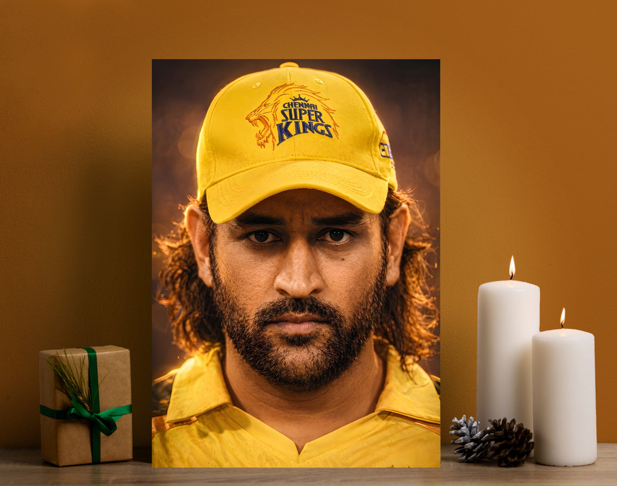 MS Dhoni CSK Poster | Chennai Super Kings Cricket Wall Art Poster Lazywalls
