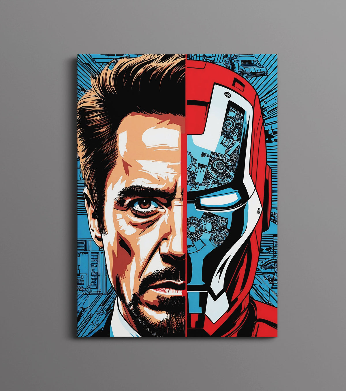 Iron Man Split Face Poster | Tony Stark Marvel Wall Art Lazywalls
