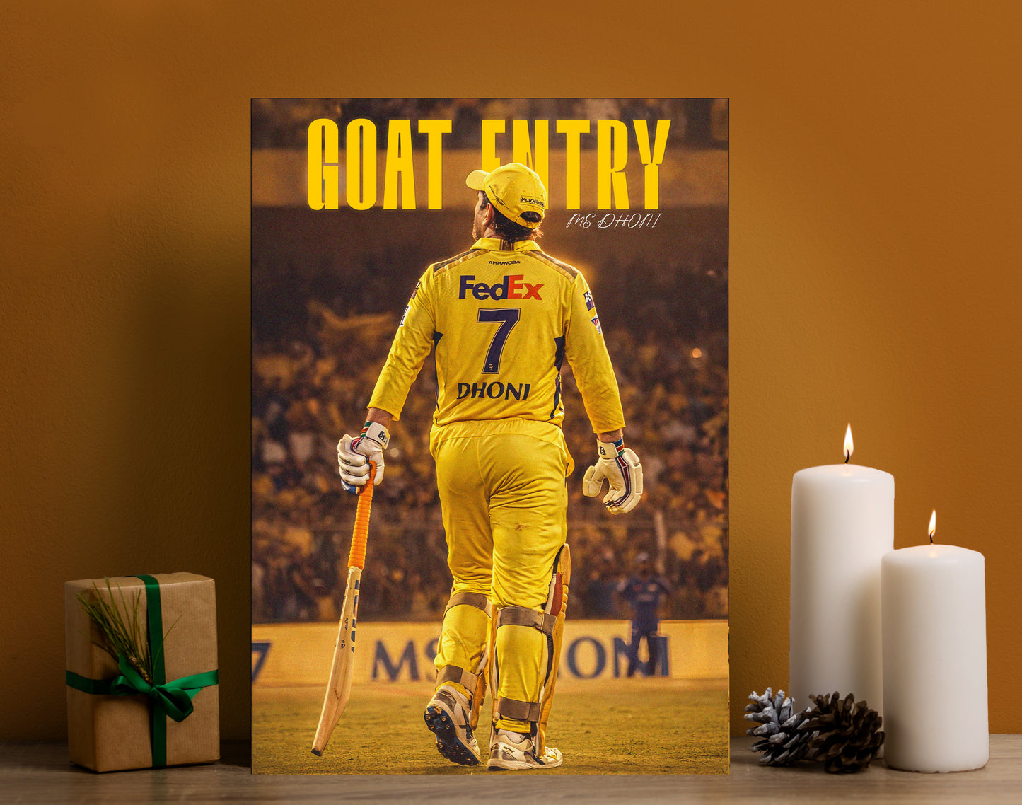 MS Dhoni GOAT Entry Poster | CSK Chennai Super Kings Cricket Wall Art Lazywalls