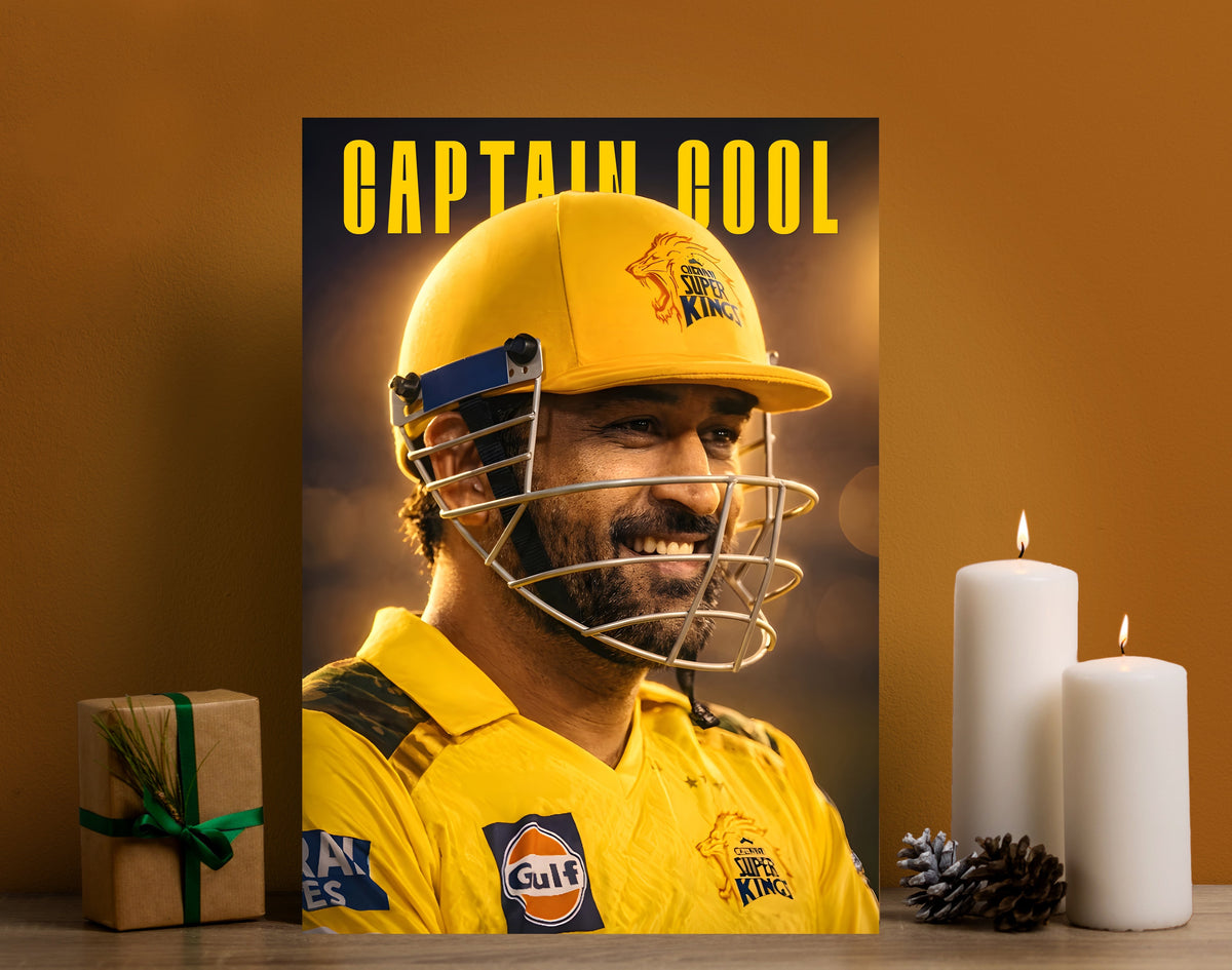 MS Dhoni Captain Cool Poster | CSK Chennai Super Kings Cricket Wall Art Lazywalls