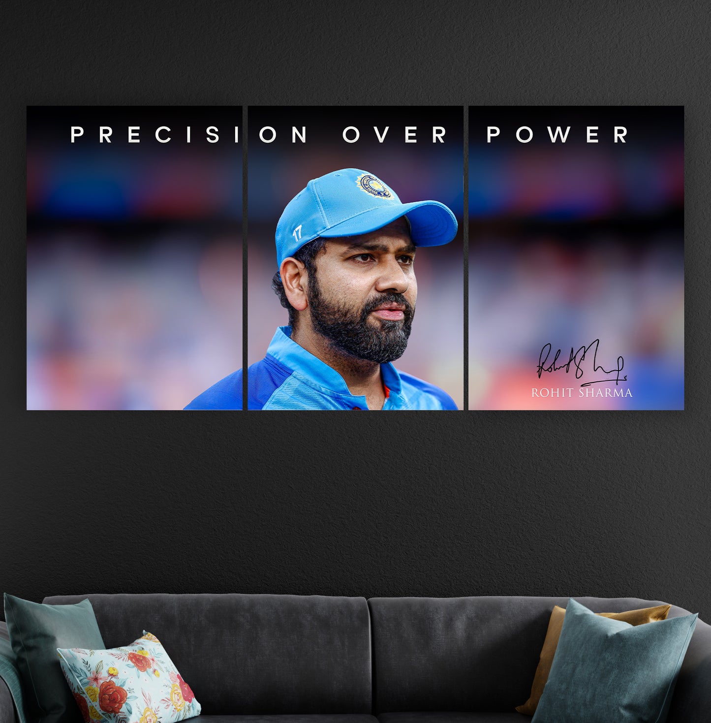 Rohit Sharma Hitman 3 Panel Poster | Indian Cricket Legend Wall Art Lazywalls