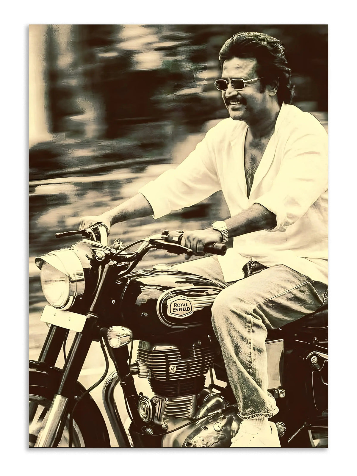 Rajinikanth Royal Enfield Wall Art Poster Lazywalls