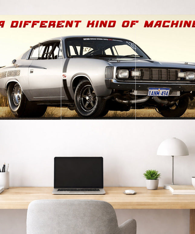 Classic Muscle Car Drag Build Poster | Vintage Performance 3 Panel Wall Art Lazywalls
