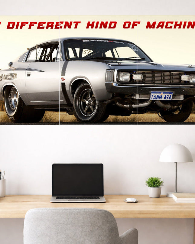 Classic Muscle Car Drag Build Poster | Vintage Performance 3 Panel Wall Art Lazywalls