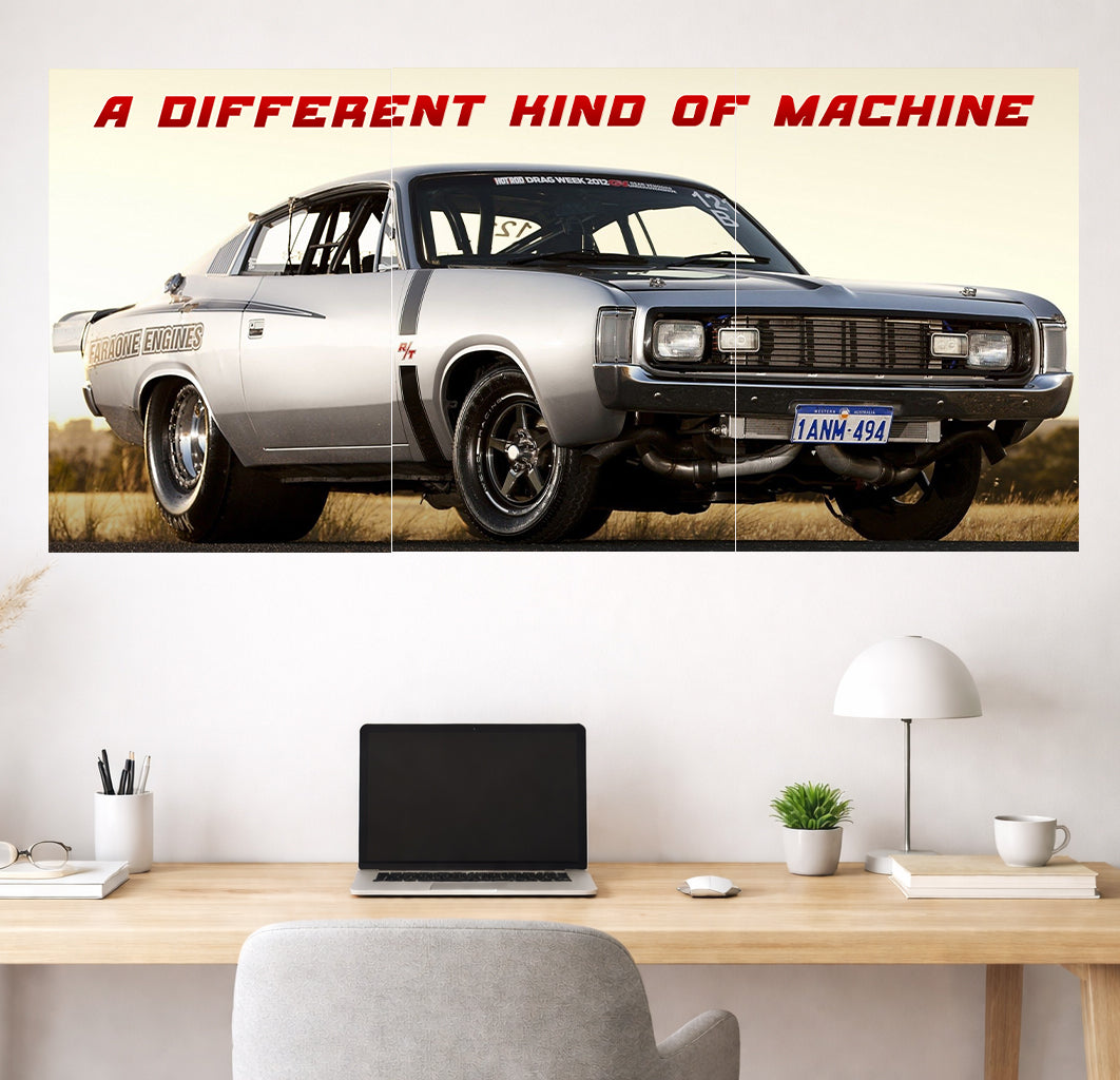 Classic Muscle Car Drag Build Poster | Vintage Performance 3 Panel Wall Art Lazywalls