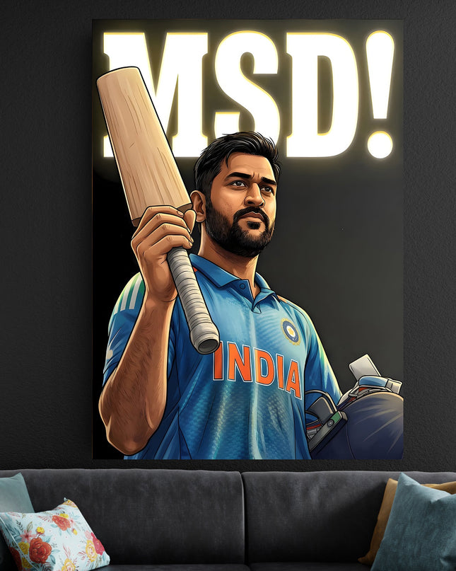 MS Dhoni India Poster | Team India Cricket Wall Art MSD Poster Lazywalls