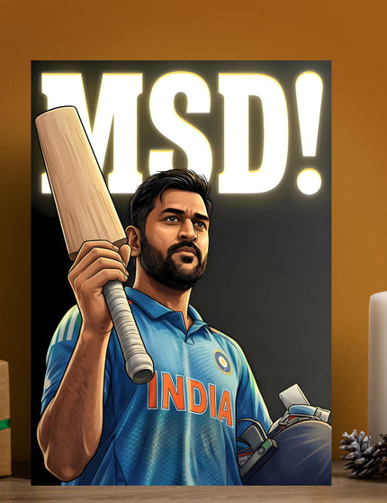MS Dhoni India Poster | Team India Cricket Wall Art MSD Poster Lazywalls