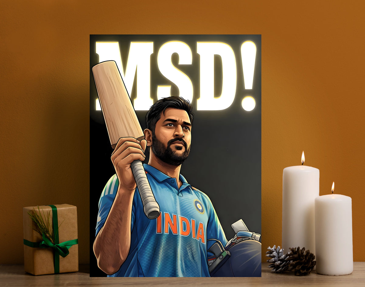 MS Dhoni India Poster | Team India Cricket Wall Art MSD Poster Lazywalls