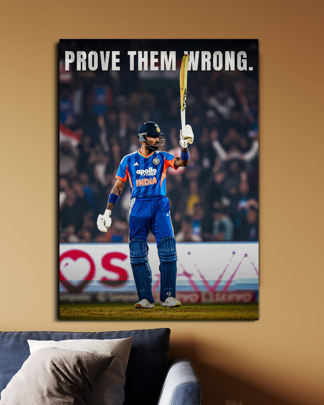 Hardik Pandya Prove Them Wrong Poster | Motivational Cricket Wall Art | Cricket Poster Lazywalls
