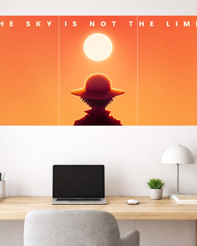 Luffy One Piece Poster | Anime Motivational Wall Art Sky Is Not The Limit Lazywalls