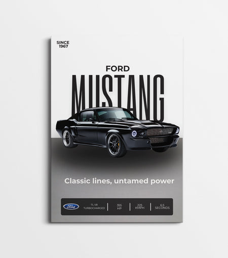 Ford Mustang 1967 Poster | Classic Muscle Car Wall Art Print Lazywalls