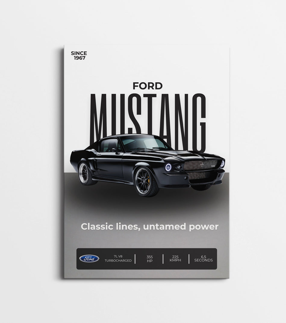 Ford Mustang 1967 Poster | Classic Muscle Car Wall Art Print Lazywalls