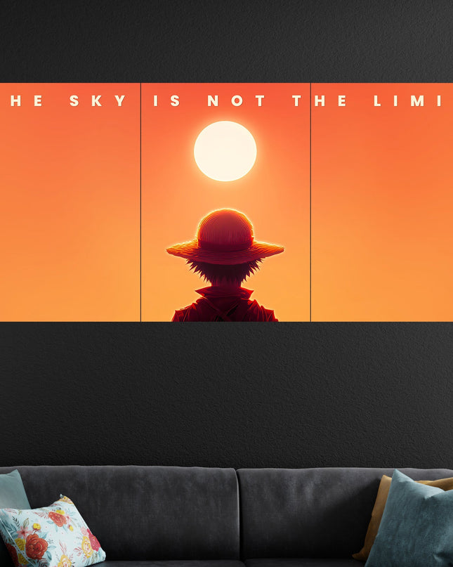 Luffy One Piece Poster | Anime Motivational Wall Art Sky Is Not The Limit Lazywalls