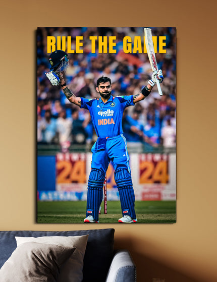 Virat Kohli Rule The Game Poster | Cricket Legend Celebration Wall Art | Cricket Poster Lazywalls