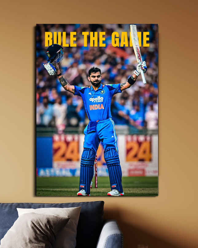 Virat Kohli Rule The Game Poster | Cricket Legend Celebration Wall Art | Cricket Poster Lazywalls