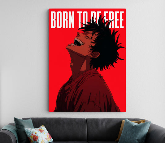 Monkey D Luffy | Born To Be Free | One Piece Anime Poster Lazywalls