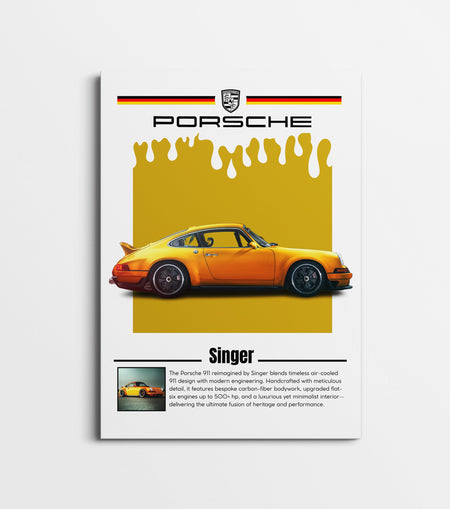 Porsche 911 Singer Poster | Classic Sports Car Wall Art Print Lazywalls