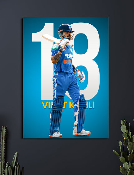 Virat Kohli 18 Poster | King Kohli Jersey Number Wall Art | Cricket Poster Lazywalls