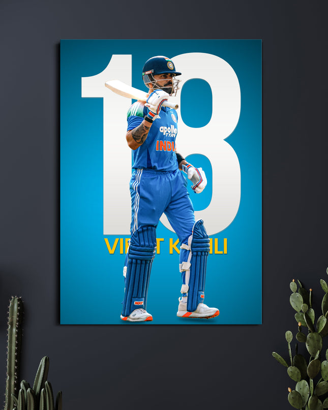 Virat Kohli 18 Poster | King Kohli Jersey Number Wall Art | Cricket Poster Lazywalls