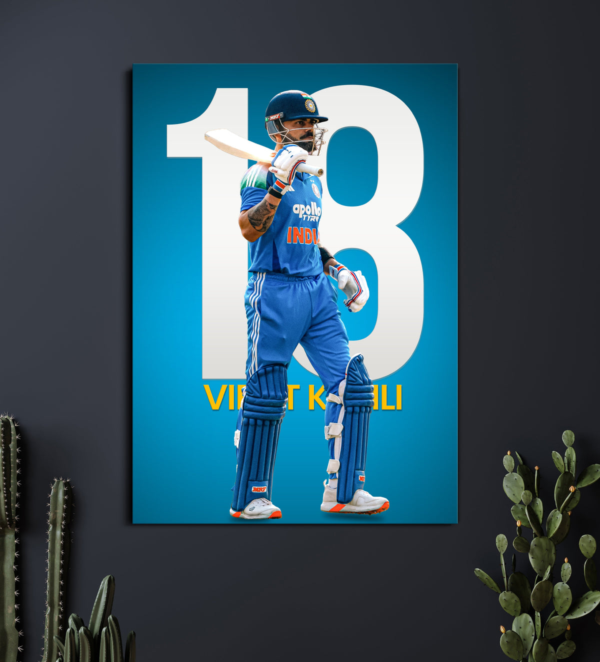 Virat Kohli 18 Poster | King Kohli Jersey Number Wall Art | Cricket Poster Lazywalls