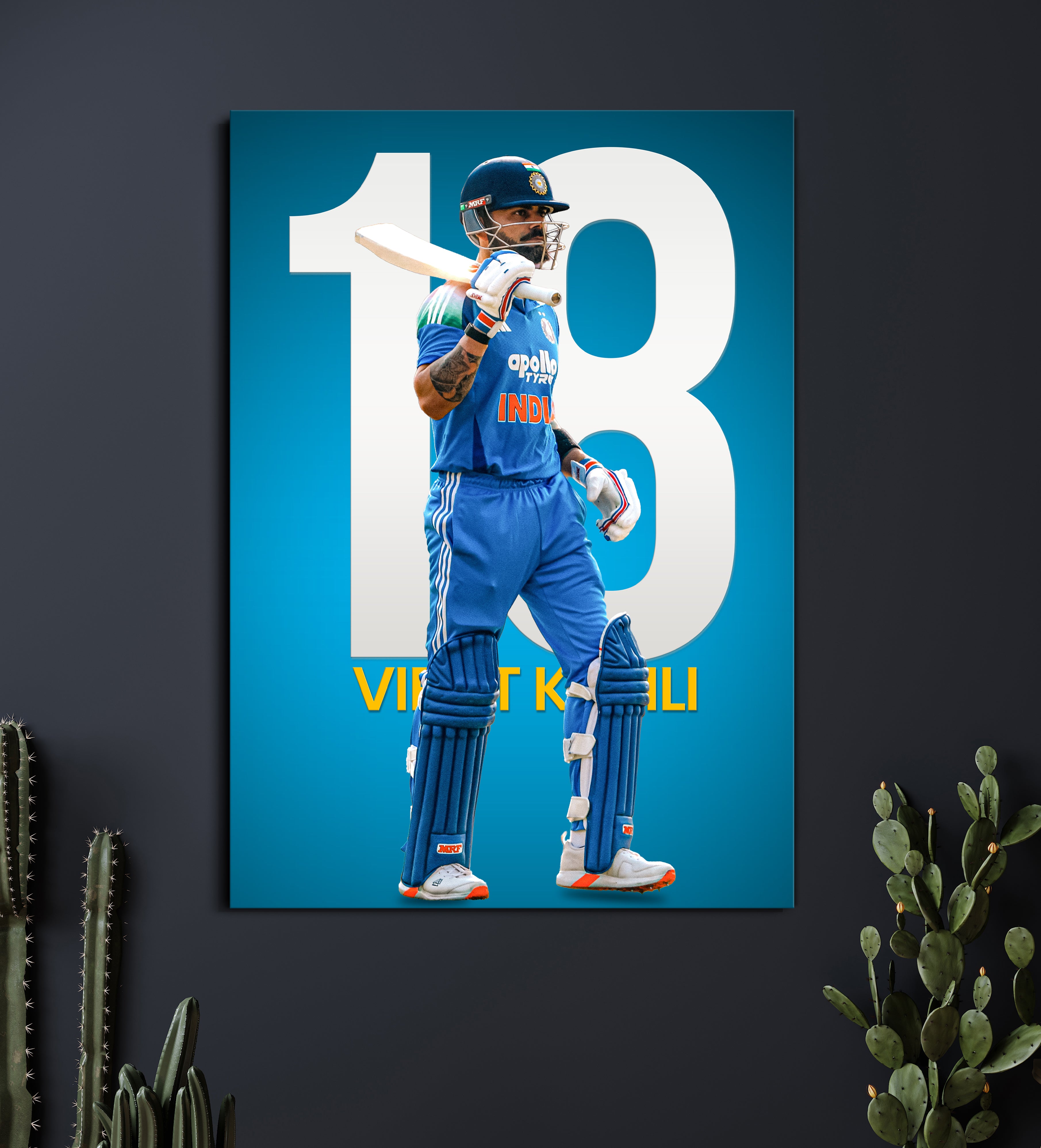 Virat Kohli 18 Poster | King Kohli Jersey Number Wall Art | Cricket Poster Lazywalls