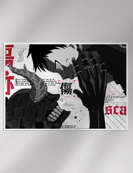 Dark Manga Battle Poster | Gothic Anime Wall Art Lazywalls