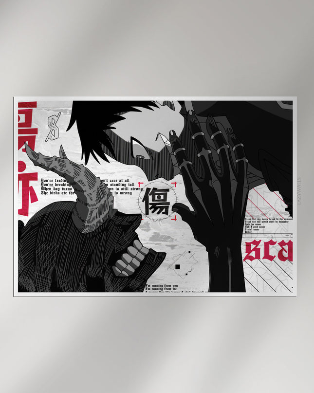 Dark Manga Battle Poster | Gothic Anime Wall Art Lazywalls