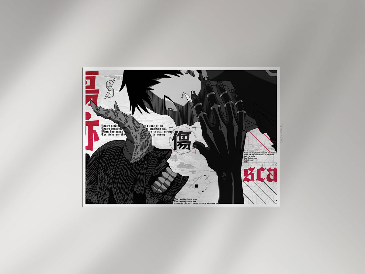 Dark Manga Battle Poster | Gothic Anime Wall Art Lazywalls