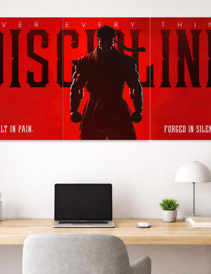Discipline Anime Poster | Motivational Gym Wall Art | 3 Panel Poster Lazywalls