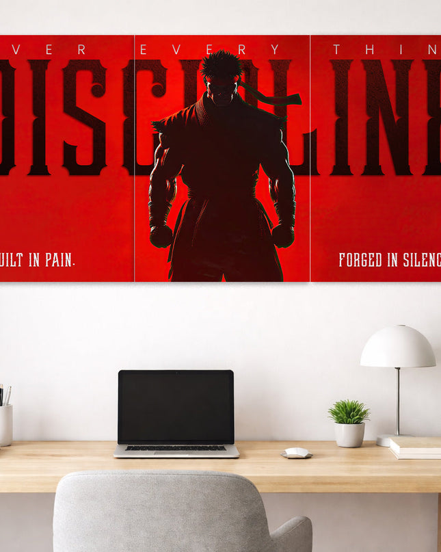 Discipline Anime Poster | Motivational Gym Wall Art | 3 Panel Poster Lazywalls
