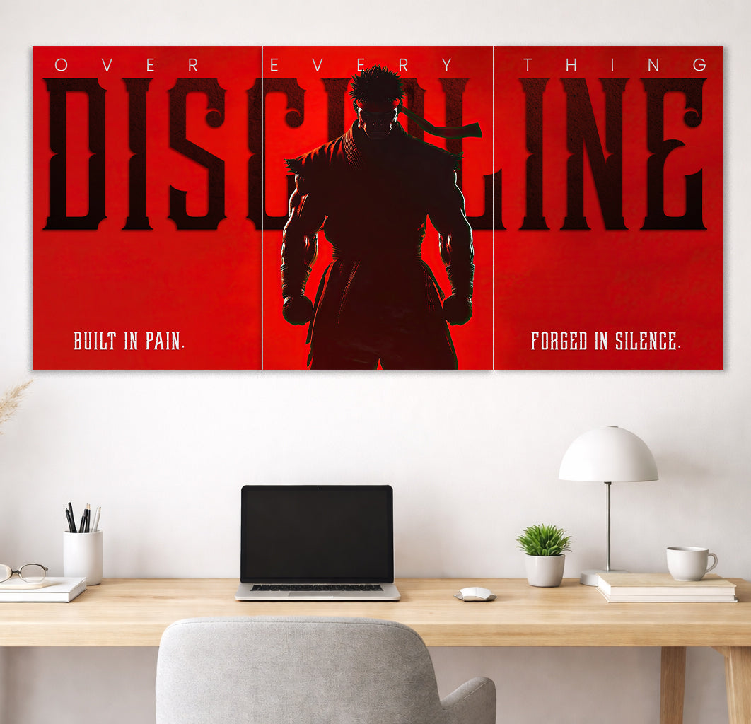 Discipline Anime Poster | Motivational Gym Wall Art | 3 Panel Poster Lazywalls