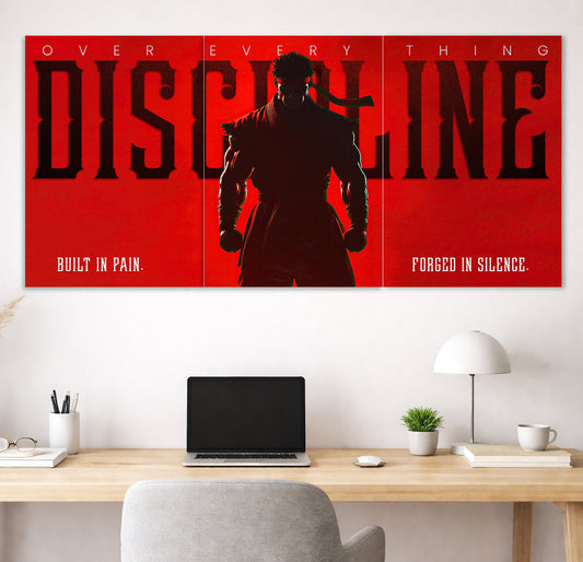 Discipline Anime Poster | Motivational Gym Wall Art | 3 Panel Poster Lazywalls