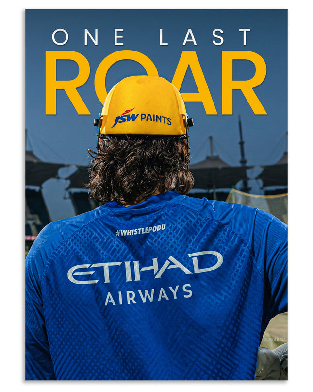 MS Dhoni One Last Roar Poster | CSK Cricket Wall Art | Cricket Posters Lazywalls