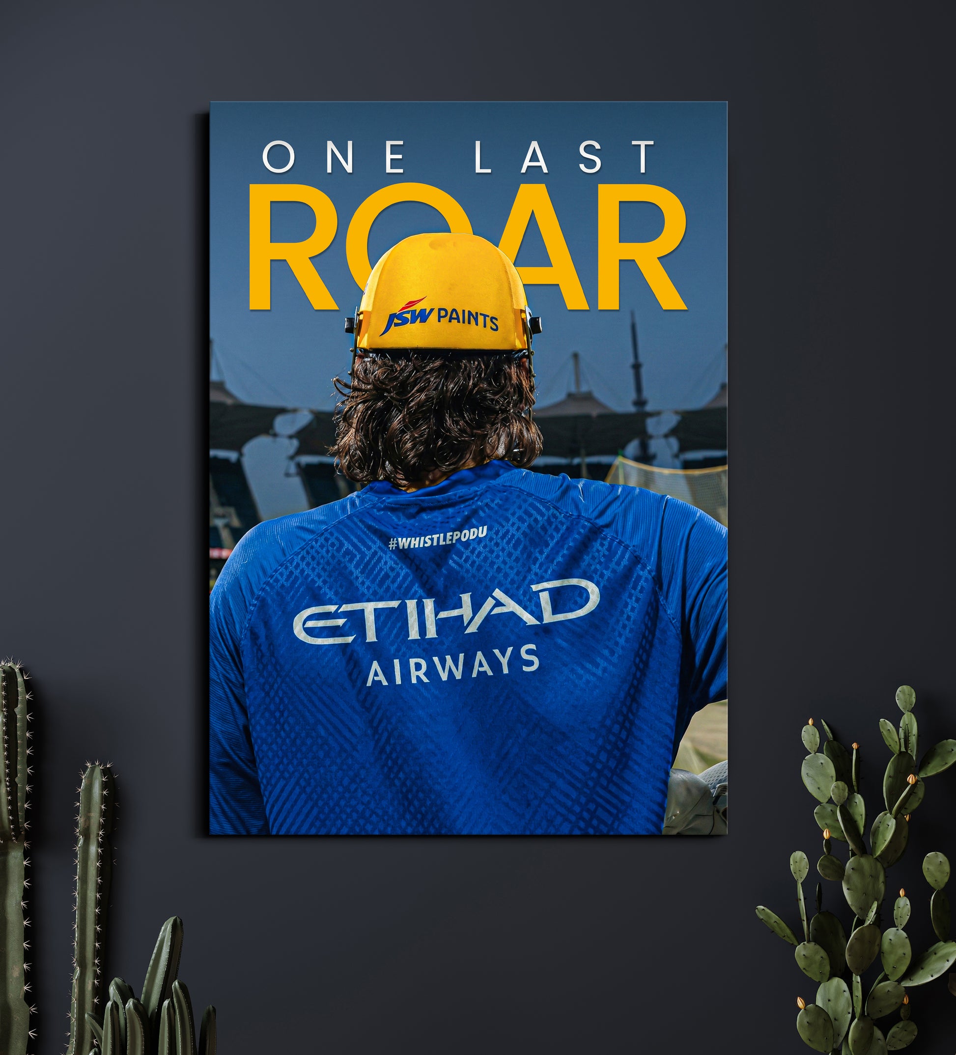 MS Dhoni One Last Roar Poster | CSK Cricket Wall Art | Cricket Posters Lazywalls