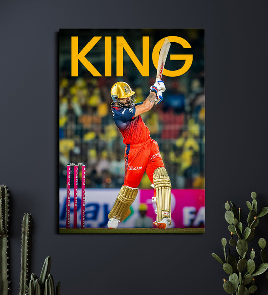 Virat Kohli King Poster | RCB Cricket Wall Art | Cricket Posters Lazywalls
