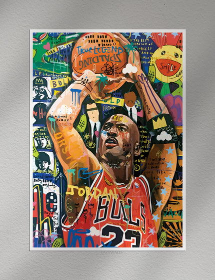 Michael Jordan Graffiti Basketball Poster | NBA Legend Wall Art Lazywalls