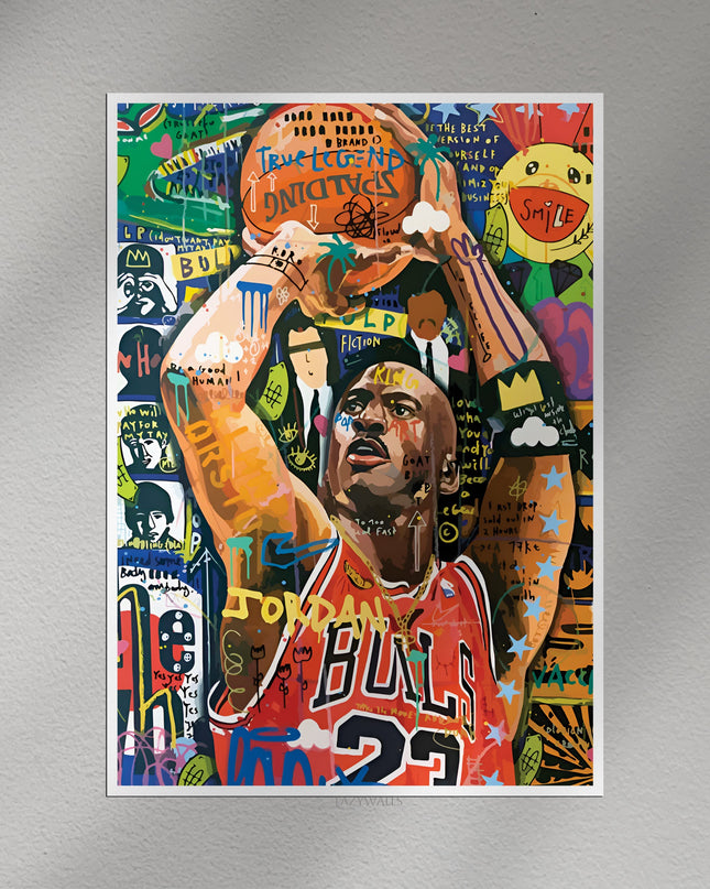 Michael Jordan Graffiti Basketball Poster | NBA Legend Wall Art Lazywalls
