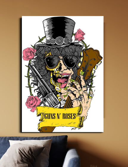 Guns N’ Roses Skull Rock Poster | Slash Inspired Rock Band Wall Art Lazywalls