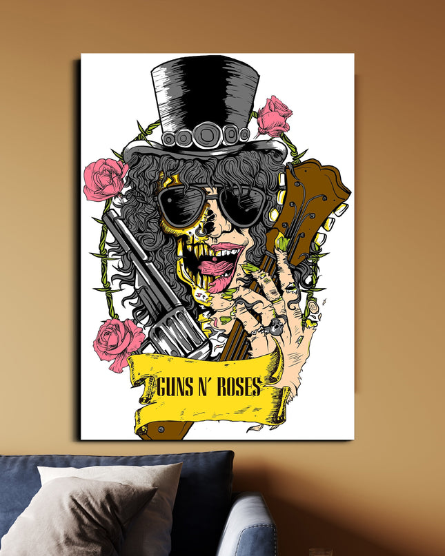 Guns N’ Roses Skull Rock Poster | Slash Inspired Rock Band Wall Art Lazywalls