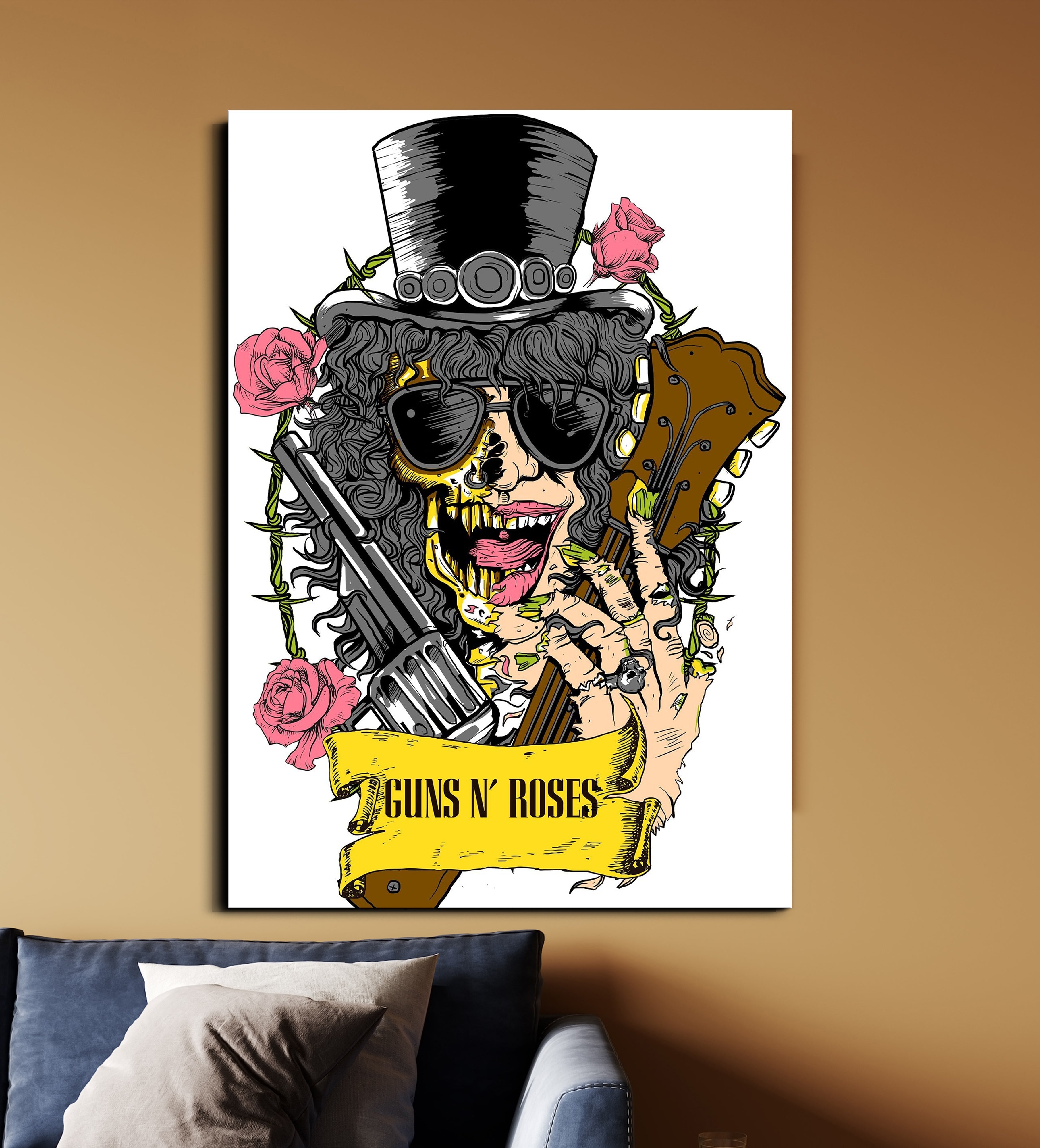 Guns N’ Roses Skull Rock Poster | Slash Inspired Rock Band Wall Art Lazywalls
