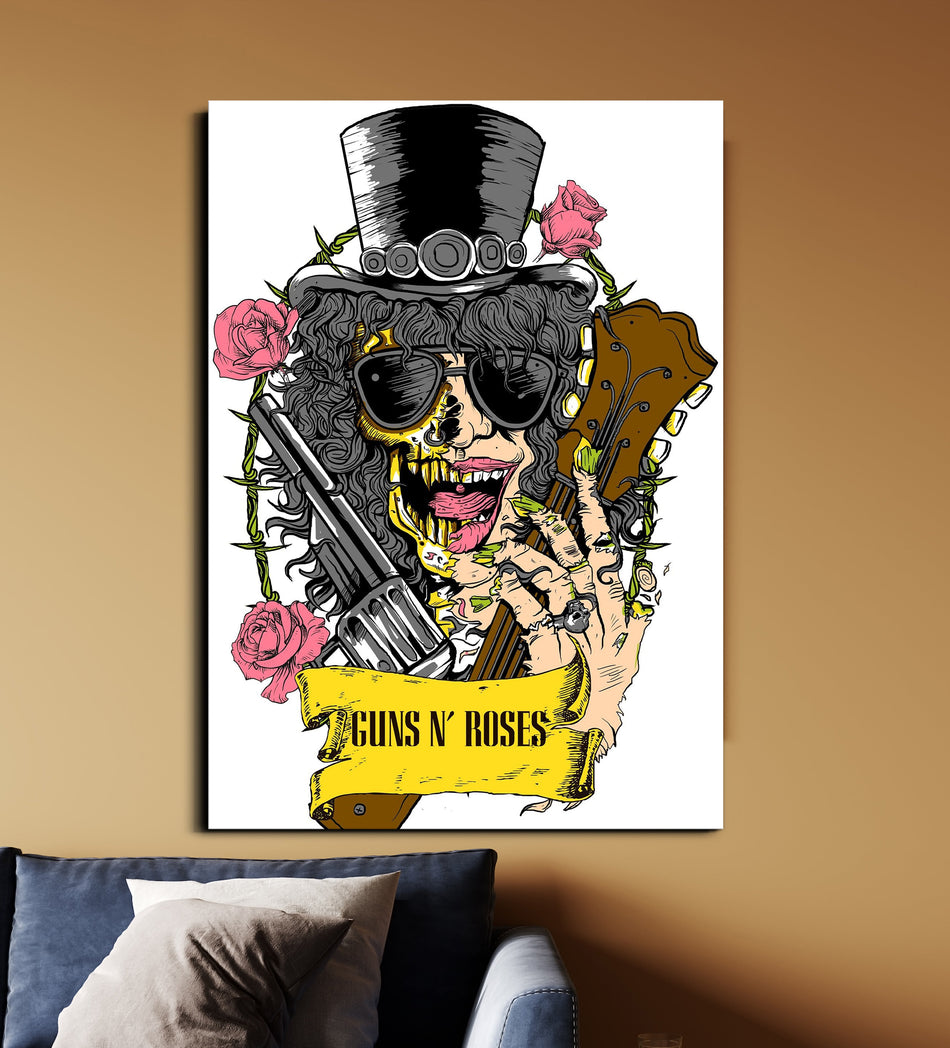 Guns N’ Roses Skull Rock Poster | Slash Inspired Rock Band Wall Art Lazywalls
