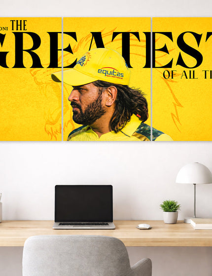 MS Dhoni CSK GOAT 3 Panel Poster |CSK Cricket Poster Lazywalls