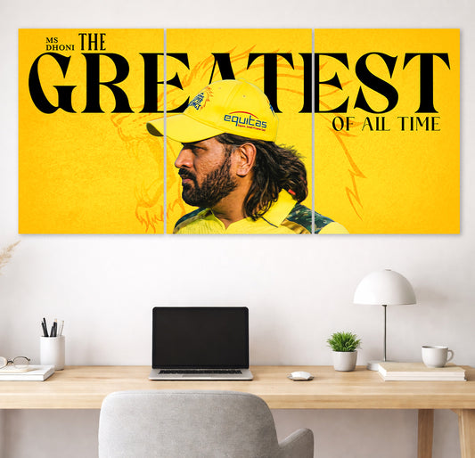 MS Dhoni CSK GOAT 3 Panel Poster |CSK Cricket Poster Lazywalls