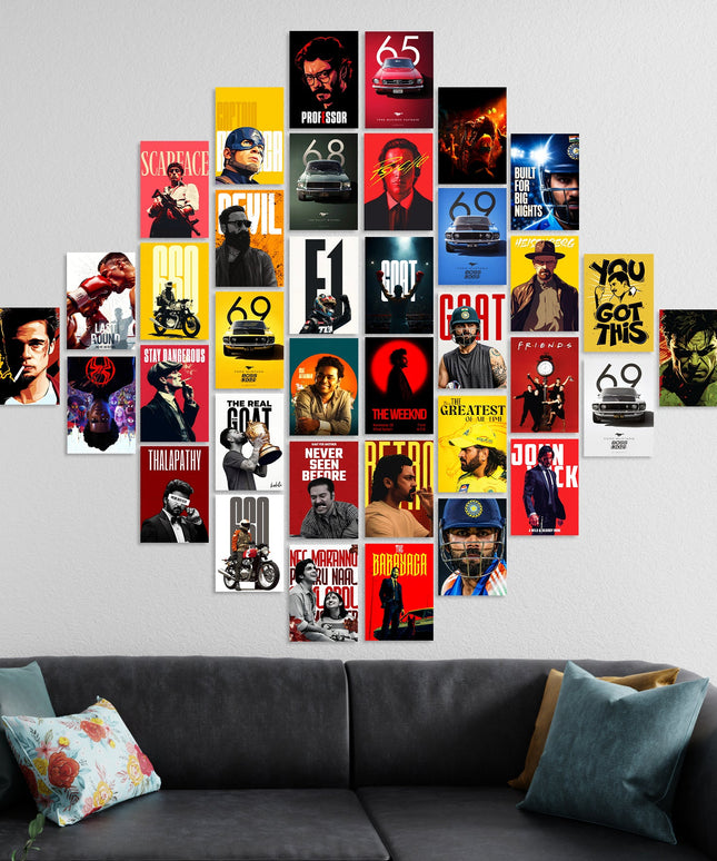 Gen Z Wall Collage Kit (36 PCS) | Aesthetic Poster Set for Room Decor Lazywalls